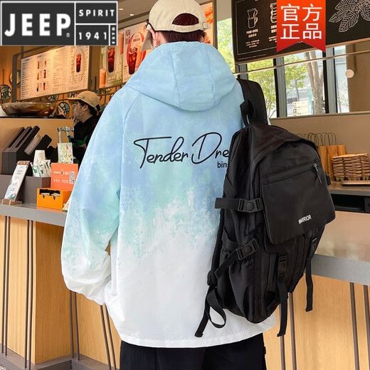 Jeep Spirit Gradient Ice Seide Dünne Kapuzejacke Männer Sonnenschutz uv Schutz Sommer Teenager Junior High School Schüler Sonnenschutz 6627 Weiß M 80-100jin [Jin gleich 0,5 kg]