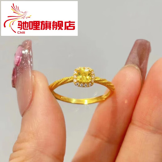 Chili gold sugar cube ring 999 pure gold new pure gold live mouth ring pure gold index finger ring as a gift for your girlfriend. Gold sugar cube ring about 3.1g