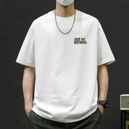 Seven Wolf [3523 collections] Short-sleeved T-shirt base shirt versatile loose clothes for men and women. Black [Direct sales from manufacturers] Small label JUST Limited time S 85-100Jin [Jin equals 0.5 kg]