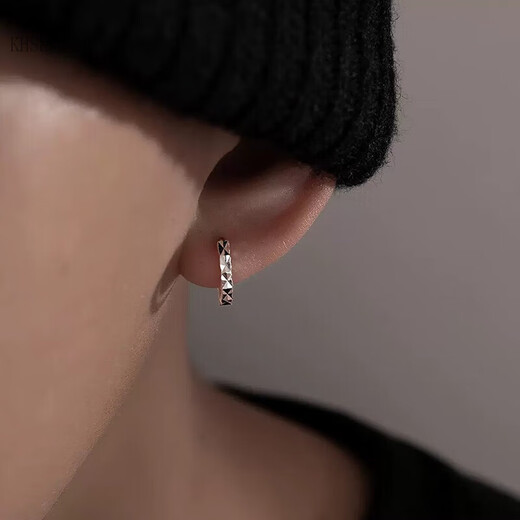 KHSK Old Phoenix 999 sterling silver pure silver earrings single handsome earring street versatile boy earrings birthday gift