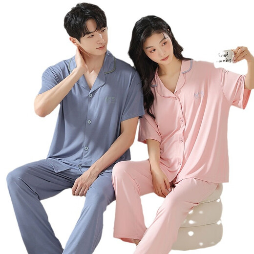 Yalu Modal Ehepaar Pyjamas Frühlings- und Herbst-Herren-kurzärmelige lange Hosen für Frauen coole Sommer-Strickjacke große Set Home Clothing 01N12108 Frauen 01n12308 Männer m Frauen-