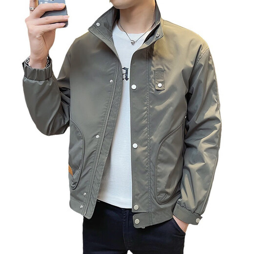 DVHNMK brand men's jacket men's spring and autumn new style business casual stand collar high-end jacket work jacket green-[spot quick delivery] regular M