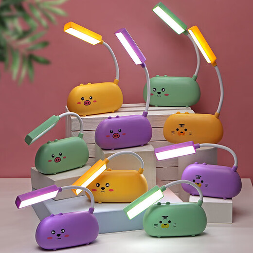 USB plug-in table lamp LED cartoon desktop ornament children's gift night light cute little table lamp kindergarten gift cute pet tiger + plug-in model random color