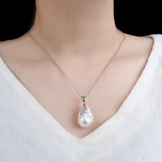 KUXAS925 silver hand-inlaid natural baroque pearl pendant for women, light luxury niche design, temperament, clavicle new pendant