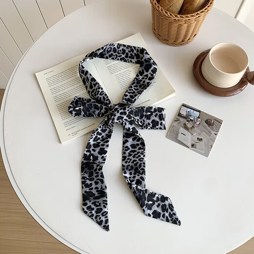 Bufanda de estampado de leopardo primavera y otoño nuevo cuello retro protección bufanda pequeña transmisión de muñeca de moda corbata corbata de la banda de la banda del cabello