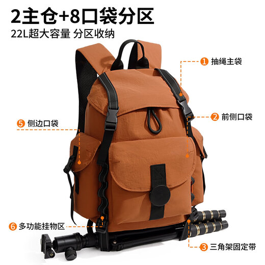 Tang Shi Outdoor großer Kapazität Rucksack für Frauen 2025 Neue wasserdichte Reisewanderung Rucksack Leichtes Schoolbag Männer Orange