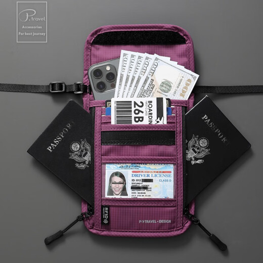 Enbaole RFID Passport antirrobo y bolsa de almacenamiento de identificación para viajar con una bolsa de teléfono móvil Crossbody Bolsa de bolsillo de bolsillo Negro se puede inclinar