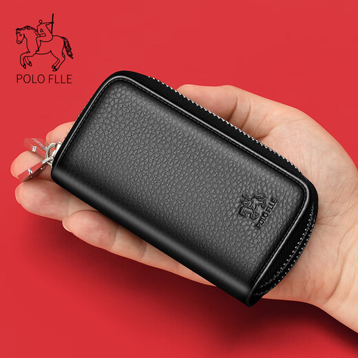 Cobia Paul Key Sac Men's Greil Leather 2025 Nouveau sac de rangement de grande capacité Multi-fonction porte-clés de voiture de voiture deux-en-un noir