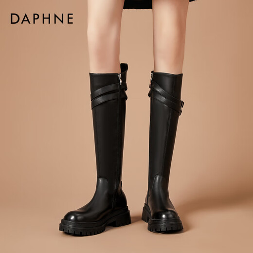 Daphne autumn and winter new women's shoes long Martin boots zipper fashion casual versatile single boots women's black 37