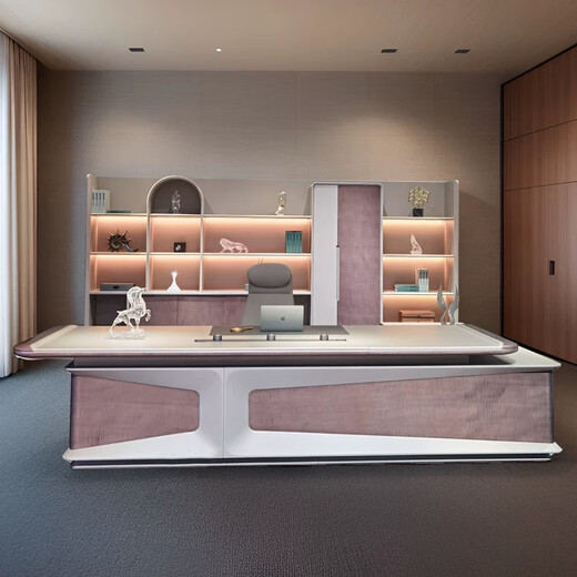 Chairman's desk and chair combination executive desk high-end CEO boss light luxury painted atmosphere general manager desk 2.8 meters left side cabinet