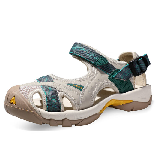 Sandalias de playa de Humtto Sandalias Holce Zapatos de senderismo al aire libre Baotou Sandalias deportivas para mujeres Beige/Dark Green 37
