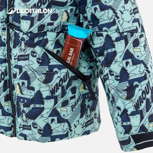 迪卡侬夹克冬季保暖滑雪服带帽男女小童3-5岁KIDK蓝色100-4557050