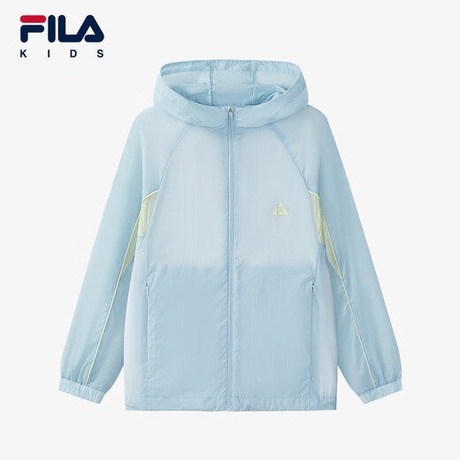 FILA Children's Sun Protection Clothing 2025 Autumn New Girls' Outdoor Sports Hooded Jacket Light Silicon Blue-LB 160