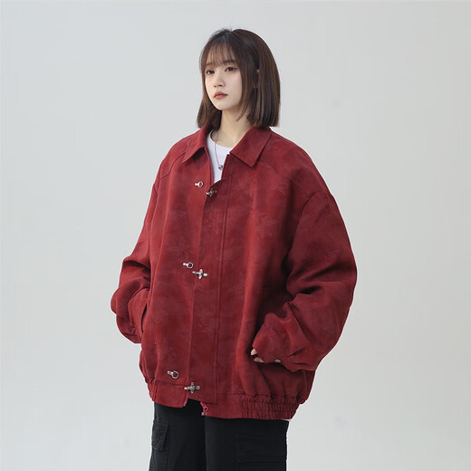 Semir American Retro Jacket for Women 2025 Spring and Autumn New Loose Fashion Casual Chaqueta versátil Top Ankra Red S