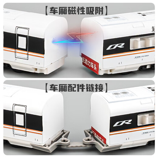 砚玺高铁玩具火车复兴号合金儿童遥控玩具车男孩带轨道仿真动车模型 【遥控款】复兴号三节【白色】 套餐一-双通道椭圆轨道(可变道)
