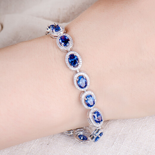 DL 1998 Fat Donglai same style sapphire bracelet for women s925 silver new style elegant versatile pavé blue zircon tanzanite 925 silver bracelet 17-20 cm adjustable