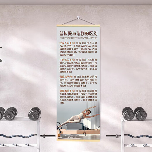 OLOEY Pilates yoga studio wall decoration hanging painting fitness work classroom promotion hanging cloth poster painting cultural wall wallpaper PLT-27 width 60X height 160 cm free hook