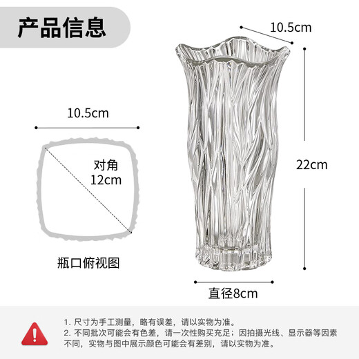 Cuttlefish vase light luxury glass height 22cm large diameter transparent ornament tulip rich bamboo cultivation container New Year's Day gift