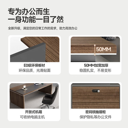 Zhongwei (ZHONGWEI) E0 level desk boss desk simple modern computer desk supervisor desk manager desk staff financial desk 2 meters including cabinet