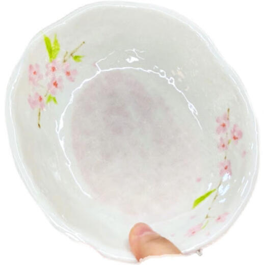 三栖虎制樱花手工盘子釉下彩饭碗防烫菜盘寿司蘸料碟咖喱饭盘 樱花椭圆大深盘 k-14083