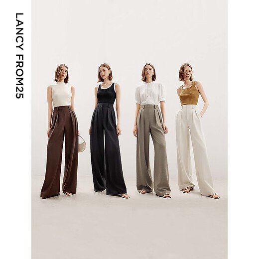 Langzi high-end straight wide-leg pants, temperament formal pants, summer new professional suit pants, white velvet M