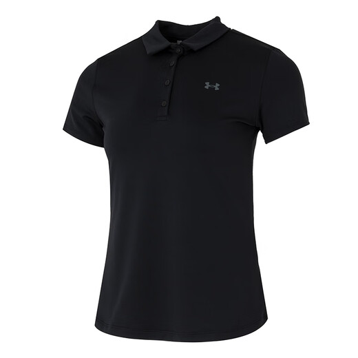 安德玛（Under Armour）女装运动套装 25夏季新款舒适透气POLO衫短袖T恤梭织长裤 两件套 黑色polo衫+白色长裤 M