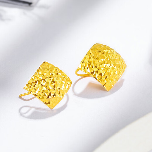 Liuguifu Jewelry Yellow 18K Gold Earrings Diamond Turn Ear Hook Earrings for Women EK0200075