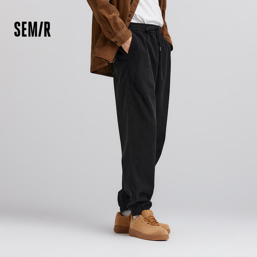 Semir casual pants men's textured corduroy trousers winter spliced drawstring leggings tapered 101724127111