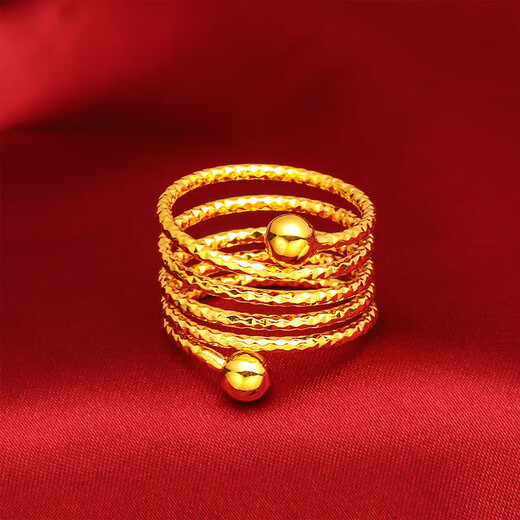 Yiqi Chinese Valentine's Day gift quality 18K gold spring ring Hong Kong duty-free gold 18k 3D hard gold personalized ladies ring transfer