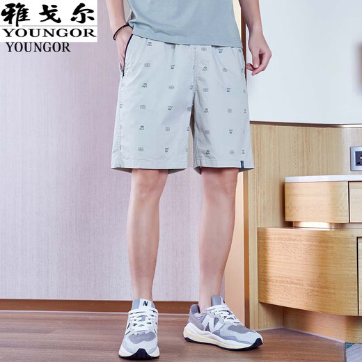 雅戈尔[高支纯棉]2025夏季新款休闲运动短裤男直筒宽松沙滩五分裤 藏青色-D9215 2XL