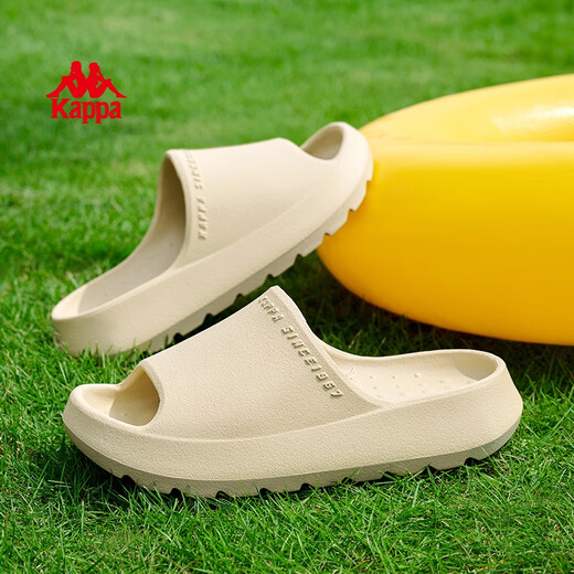 KAPPA Slippers Men's 2025 Summer New Sports Slippers Anti-Slip Beach Shoes Men's Thick-Soled Fashionable Slippers Winter White 41-42