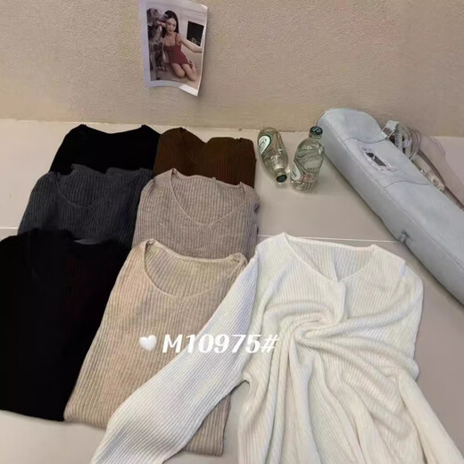 女10975秋季新款韩版宽松大码胖mm套头休闲薄款V领针织衫上衣 深灰色 均码