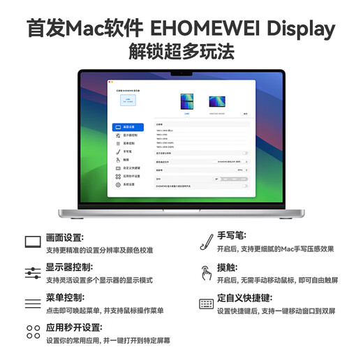 EHOMEWEI MONITEUR PORTABLE 2,5K de 16 pouces, Swittpop Switpop de l'ordinateur portable PS5 Expansion externe Écran secondaire Q3