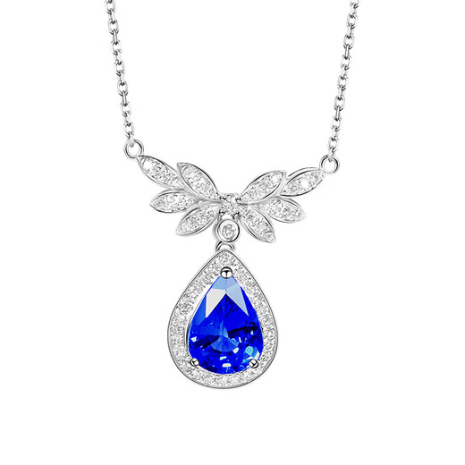 HEEKAIYI Sapphire Necklace for Women Cornflower Blue 18k Diamond Pendant Chinese Valentine's Day Birthday Gift for Wife and Girlfriend Selected 1.17 carat/cornflower blue/double certificate