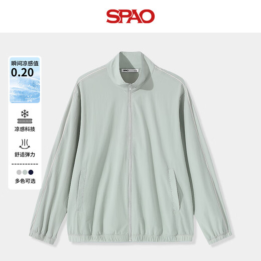 
SPAO Korean same casual jacket men and women same style outdoor fitness sports breathable stand collar jacket SPFS25SF01LD light gray# solid color M
