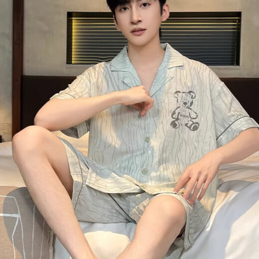 Langsha 2025 Nouveau été à glace fraîche de glace à manches courtes pour hommes à manches courtes pour hommes à la mode pour les vêtements de vêtements pour garçons. Ice Silk G834 * L Hauteur recommandée 170 et poids 100-130