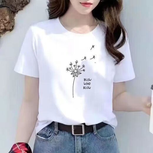 夏装2025短袖t恤女韩版大码时尚百搭上衣学生装打底衫袖宽松女装 1049 M