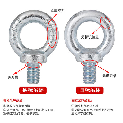 JINGGONG national standard galvanized lifting eye screw GB825 German standard marine mold ring ear lifting bolt M6M8M10M12M14 national standard M12 (recommended load bearing 0.5 tons) (2 pieces)