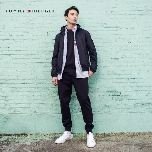 TOMMY HILFIGER осенне-зимний мужской однотонный модный повседневный простой двусторонний трикотаж пуловер азиатской версии с круглым вырезом темно-синий DW5 M (рекомендуемый вес 135-150Jin Jin равен 0,5 кг)