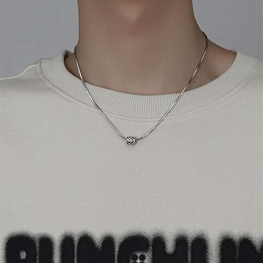 MZMZ platinum necklace men's pt950 platinum trendy pendant high-end versatile Valentine's Day birthday gift for boyfriend and husband when/next day delivery - light luxury - checkerboard men's necklace