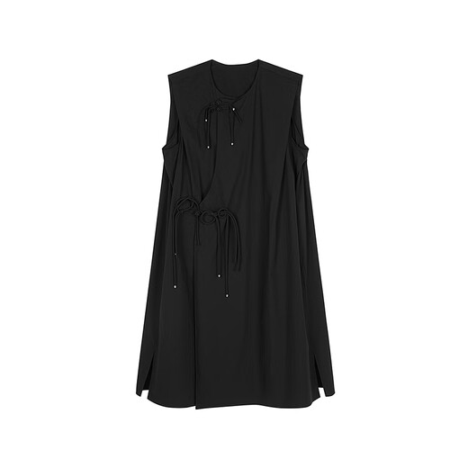 Buyi Banner Jnby [gleiches Modell im Einkaufszentrum] 25 Sommer Neues Kleid mit gerader ärmelloses runden Hals 5p5G13570 001/Dieser schwarze 255/grüne Kaffee l All Size