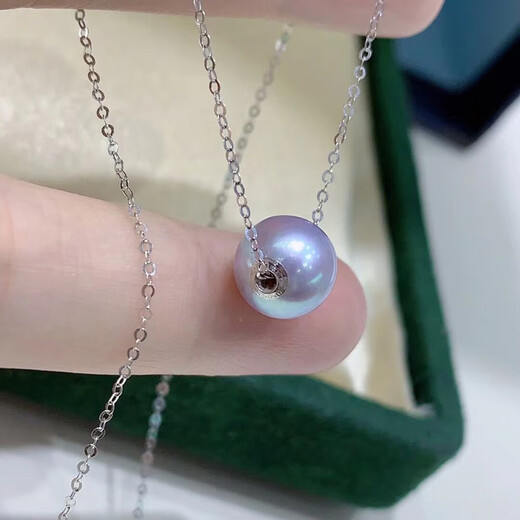 Yingxin seawater pearl necklace 859MM perfect round strong light blue rose K gold water drop Mabe pendant diamond