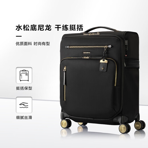 Samsonite suitcase 20-inch large-capacity deep-stove multi-function trolley case front pocket travel bag black TL3
