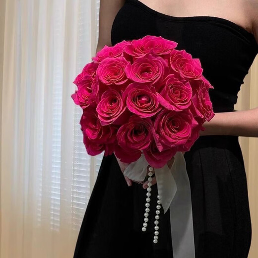 卫辞仿真红玫瑰小红书同款婚礼花束珍珠玫瑰结婚花束新娘手捧花手捧花 （唯爱）红玫瑰+卡布奇诺