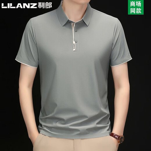 利郎夏季新款商务休闲纯色POLO衫短袖T恤男桑蚕丝 1105黑色 S 165/84A
