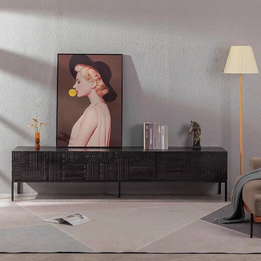 Chivas Nordic solid wood TV cabinet Belgian carved side cabinet light luxury style modern simple retro nostalgic storage cabinet side cabinet 200*45*854 door