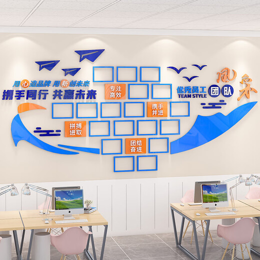 OUOETY禾旭团队风采企业文化墙贴 员工照片展示墙公告栏 装饰办公室现代 3879A款 超大 0m*0cm
