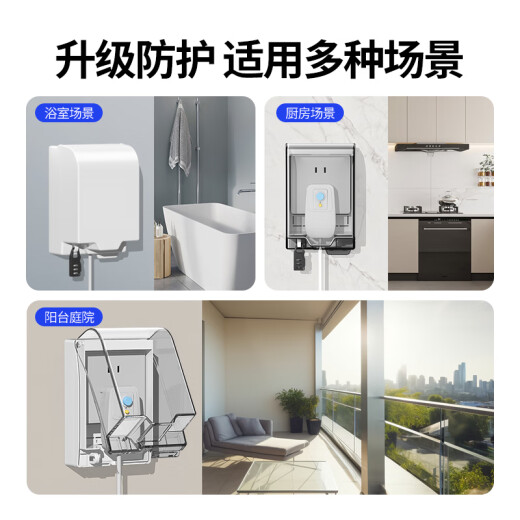 国际电工插座明装防水罩浴室卫生间热水器加长保护盖86型加大防水溅盒 明装-透明粘贴款-适合漏保大插头