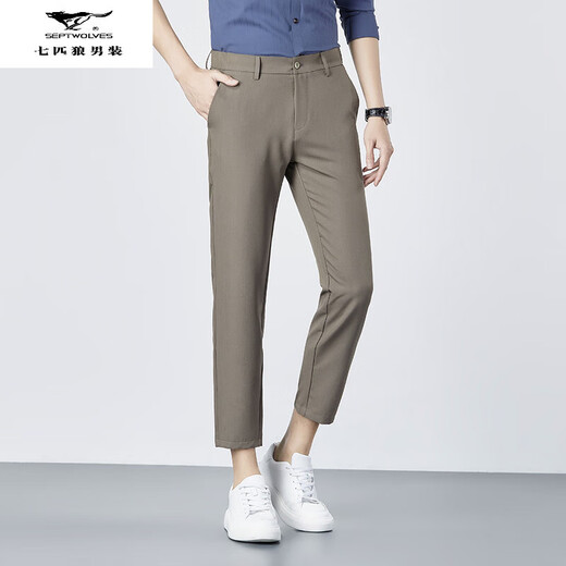 七匹狼夏季男透气九分裤2025青年新款户外商务百搭直筒纯色长裤潮流 MSHN-6623深灰 29