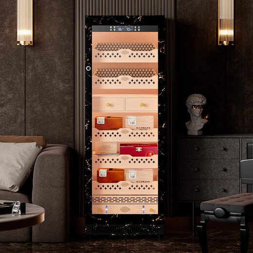 CIGARLOONG CL-188C2 cigar cabinet, precise constant temperature and humidity, fingerprint lock, compressor cabinet, natural cedar wood inner tank, WiFi intelligent control constant humidity cabinet, water ion ammonia removal, household smoke cabinet 120C2 black gold cedar wood inner tank